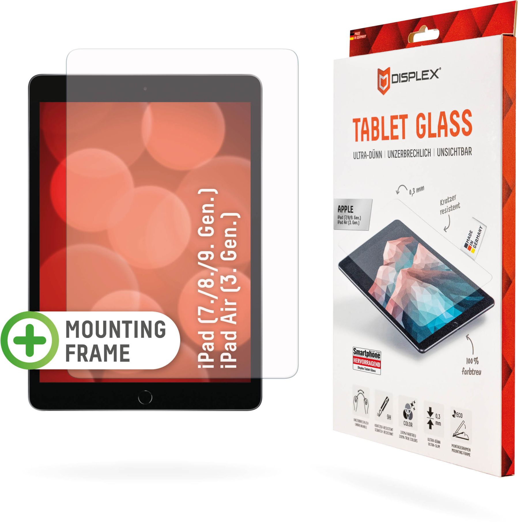 DISPLEX Tablet Glass Displayschutzfolie | Apple iPad 10,2" (2021 - 2019) / iPad Air (2019) | 01535