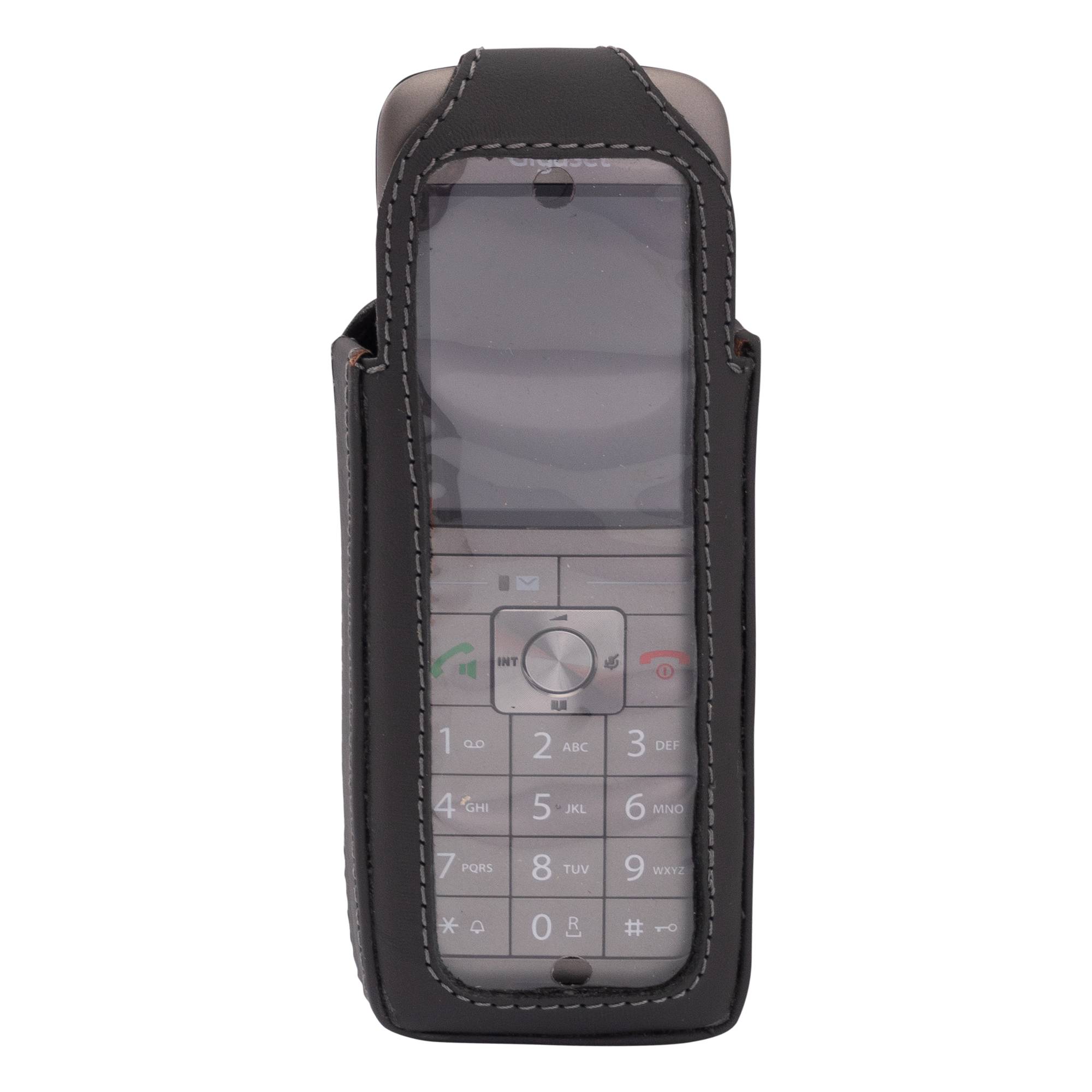 JT Berlin Echtleder Gürteltasche Turnline | Gigaset CL660/CL690/C670 | schwarz | bulk | 12103