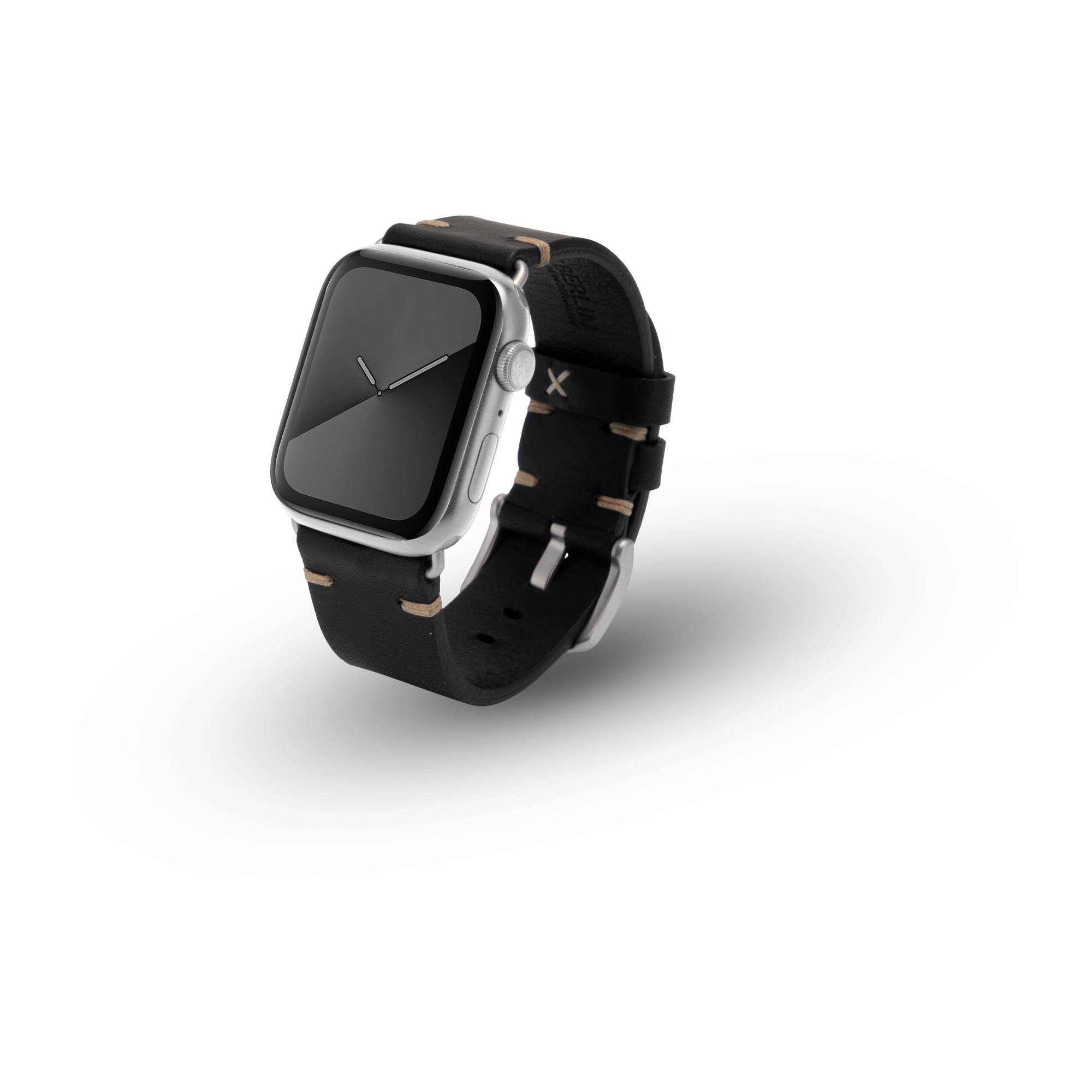 JT Berlin Watchband Alex II Vintage | Apple Watch Ultra/44/45/46mm | schwarz - Aluminium silber | M | 10826