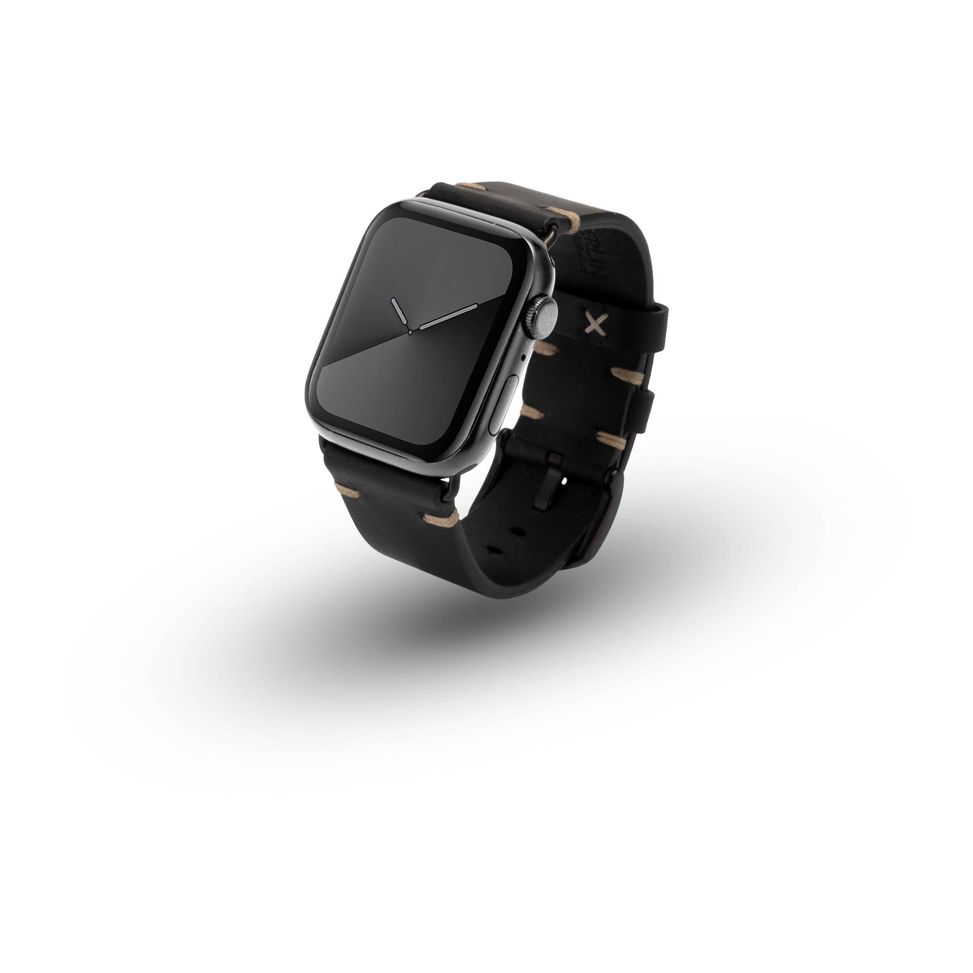 JT Berlin Watchband Alex II Vintage | Apple Watch Ultra/44/45/46mm | schwarz - Edelstahl schwarz | M | 10830