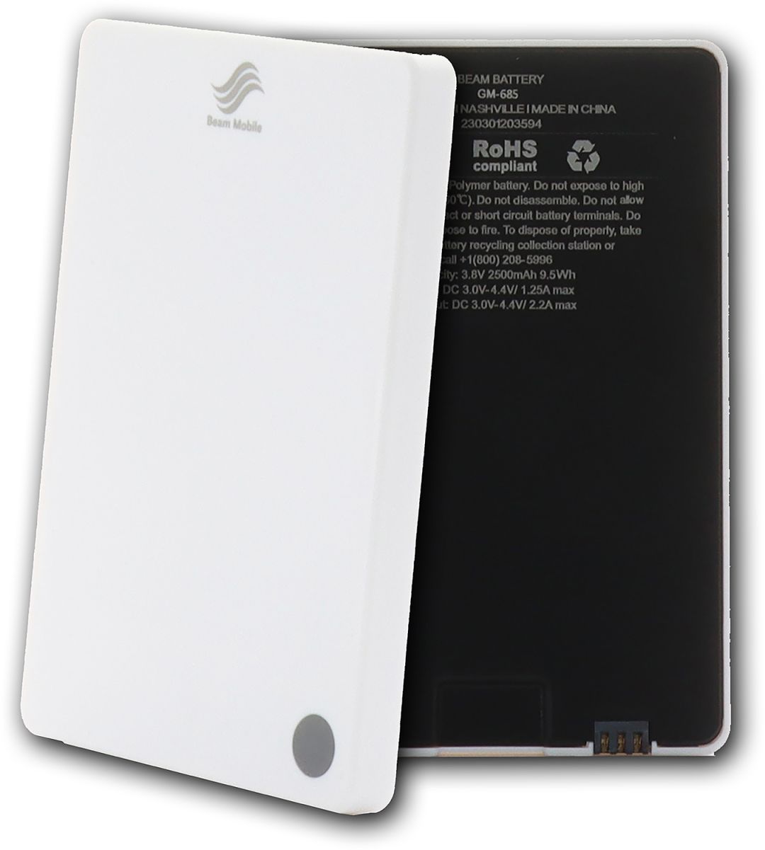 Beam Mobile Battery Pack (Ersatz-/Zusatz-Akku) | 2.500 mAh | Apple iPhone 17e/16e/15/14/13/12 | weiß | bulk | GM-685