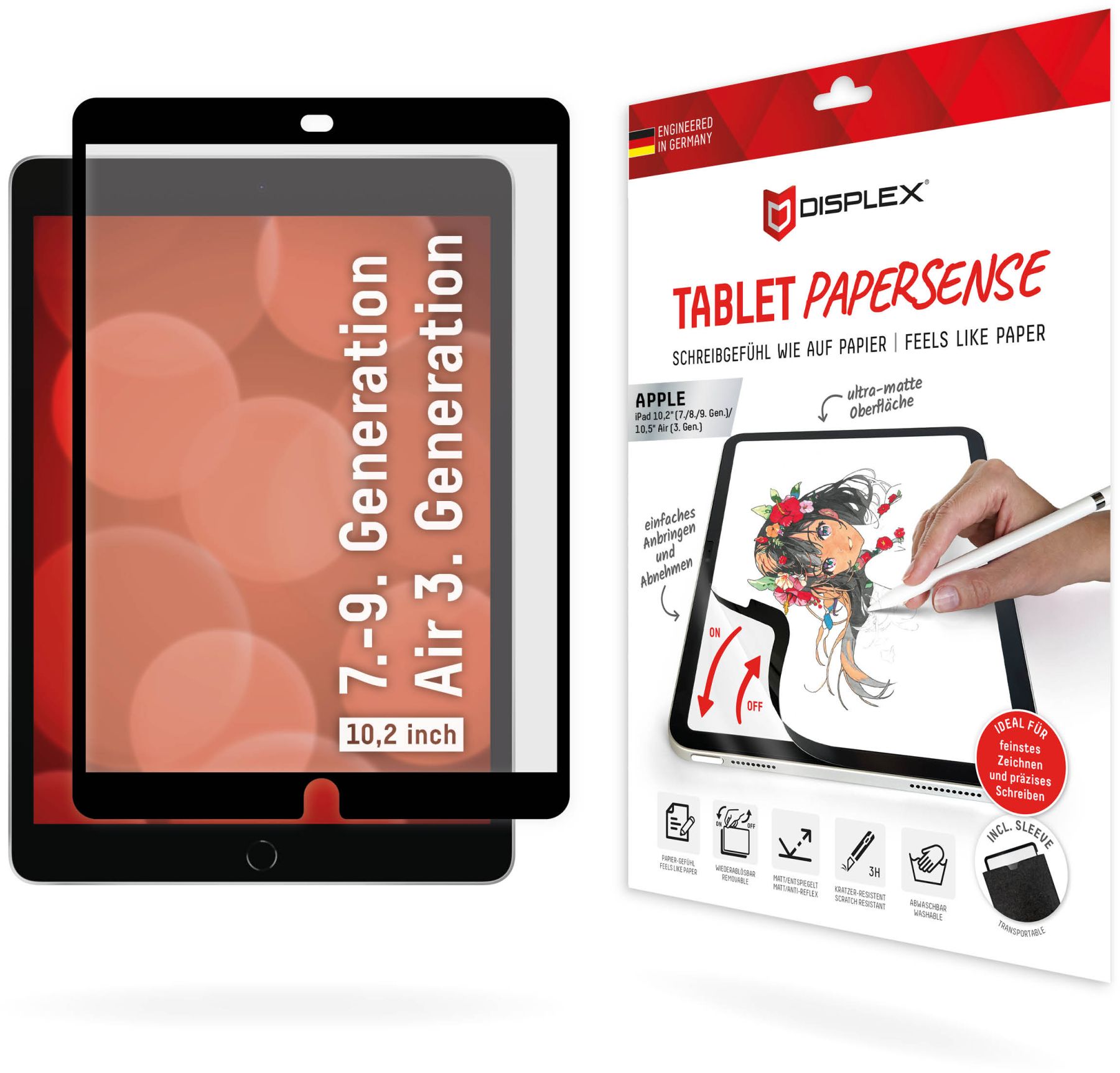 DISPLEX PaperSense Schreibfolie | Apple iPad 10,2" (2021 - 2019) / iPad Air (2019) | 01886