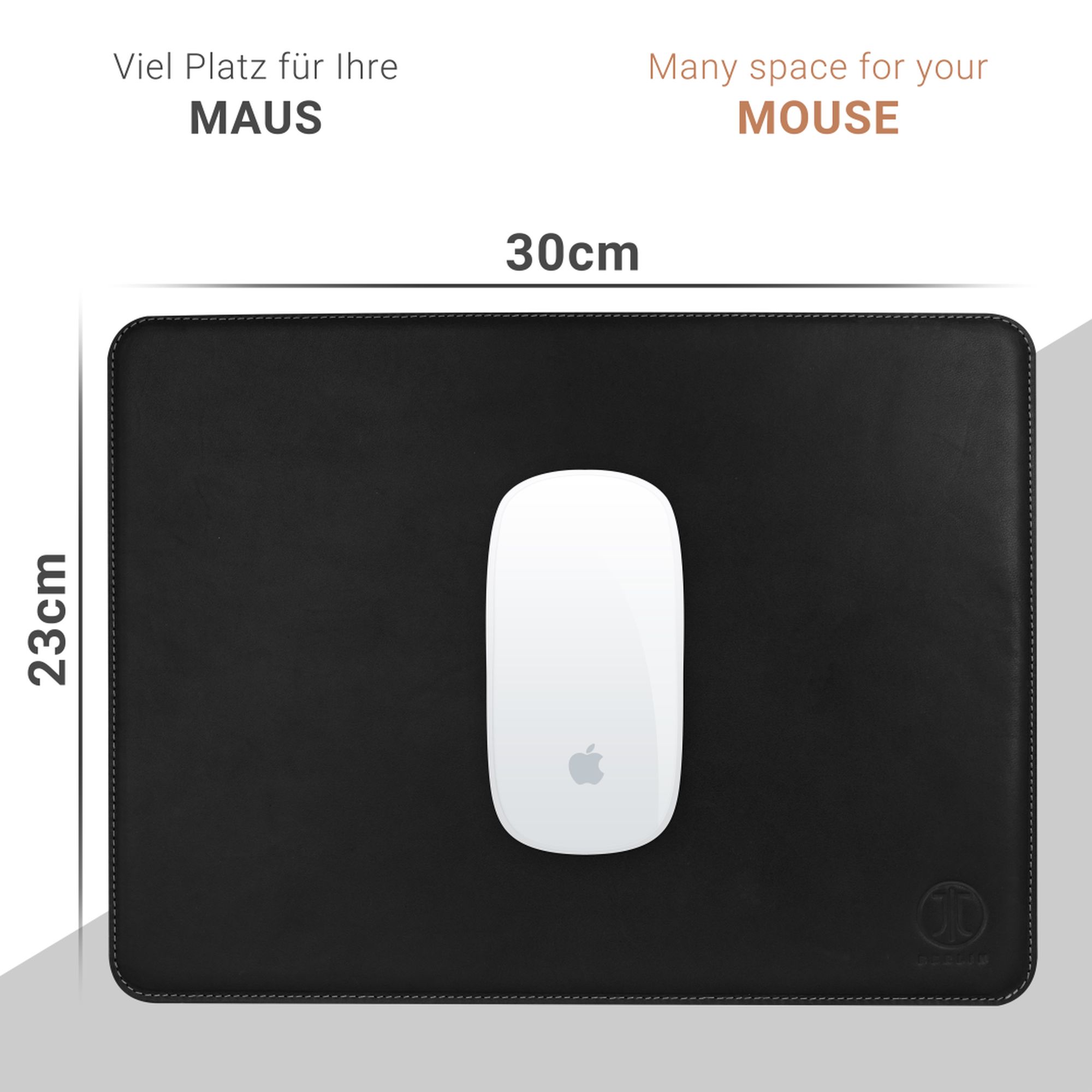 JT Berlin Echtleder Mousepad Kreuzberg | 30 x 23 cm | schwarz | bulk | 10423