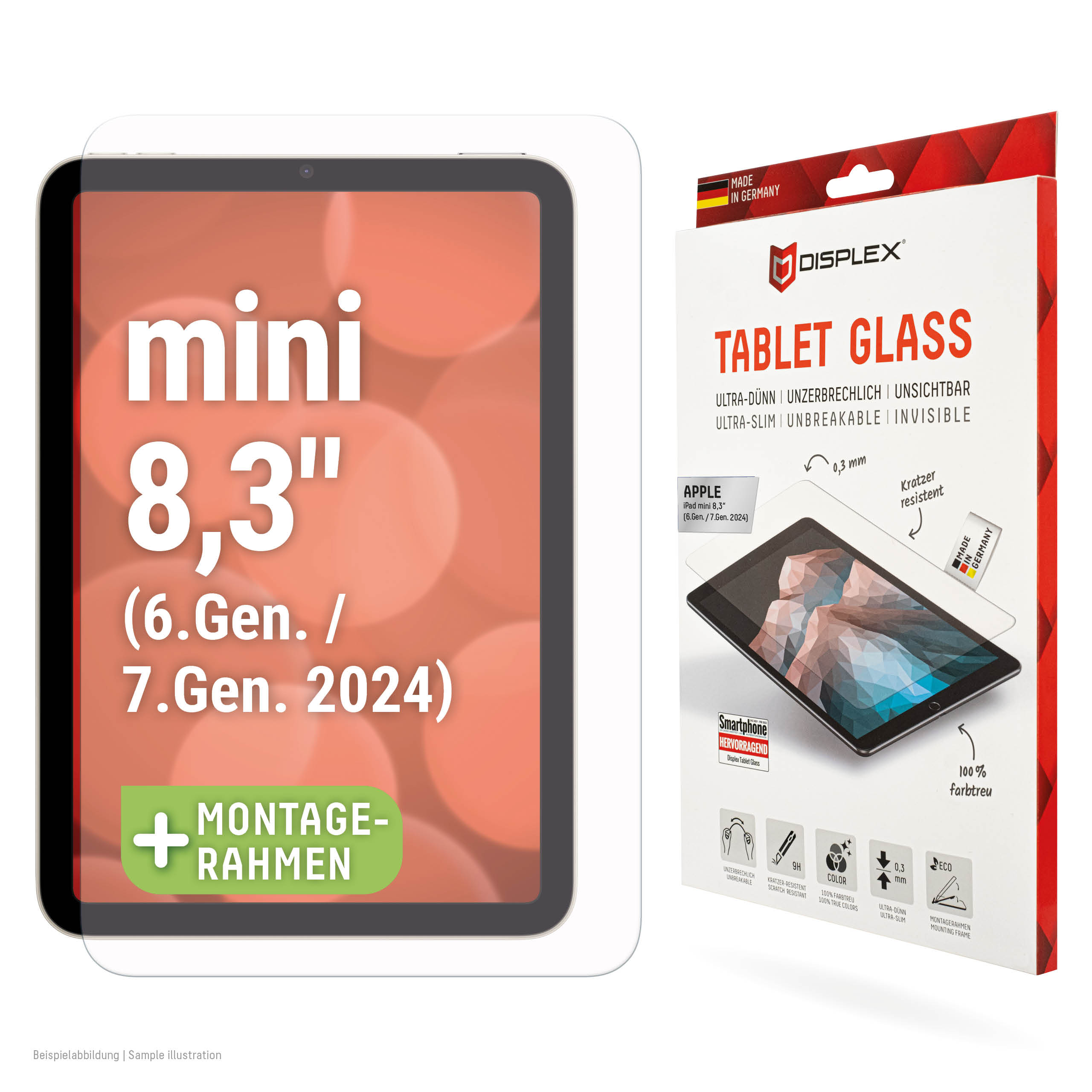 DISPLEX Tablet Glass Displayschutzfolie | Apple iPad mini (2024 & 2021) | 02055