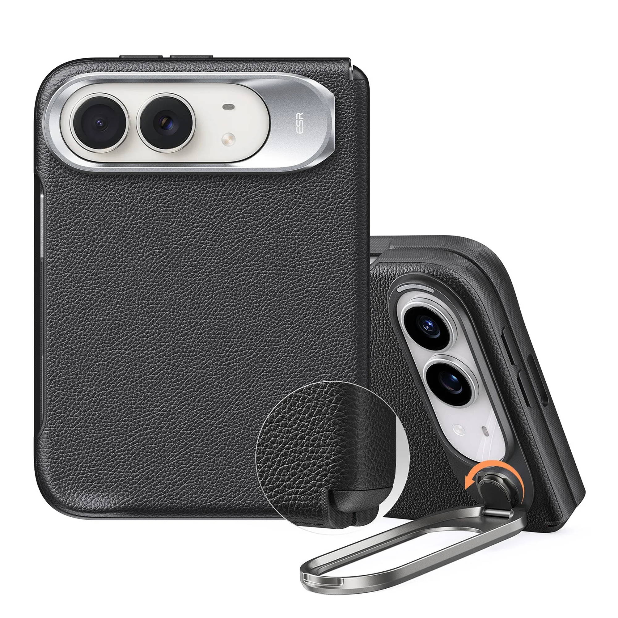 ESR Atelier Leder Magnet Case mit Stash Stand | Apple iPhone Duo | schwarz | 1A90600202