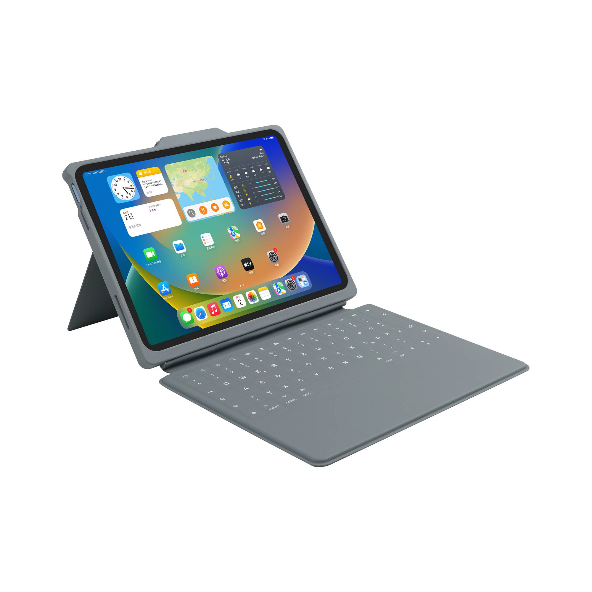 B2Bworkplace Smart Rugged Tastatur-Hülle mit Smart Connector | Apple iPad 11" (2025) & iPad 10,9" (2022) | grau/transparent | bulk | 300489