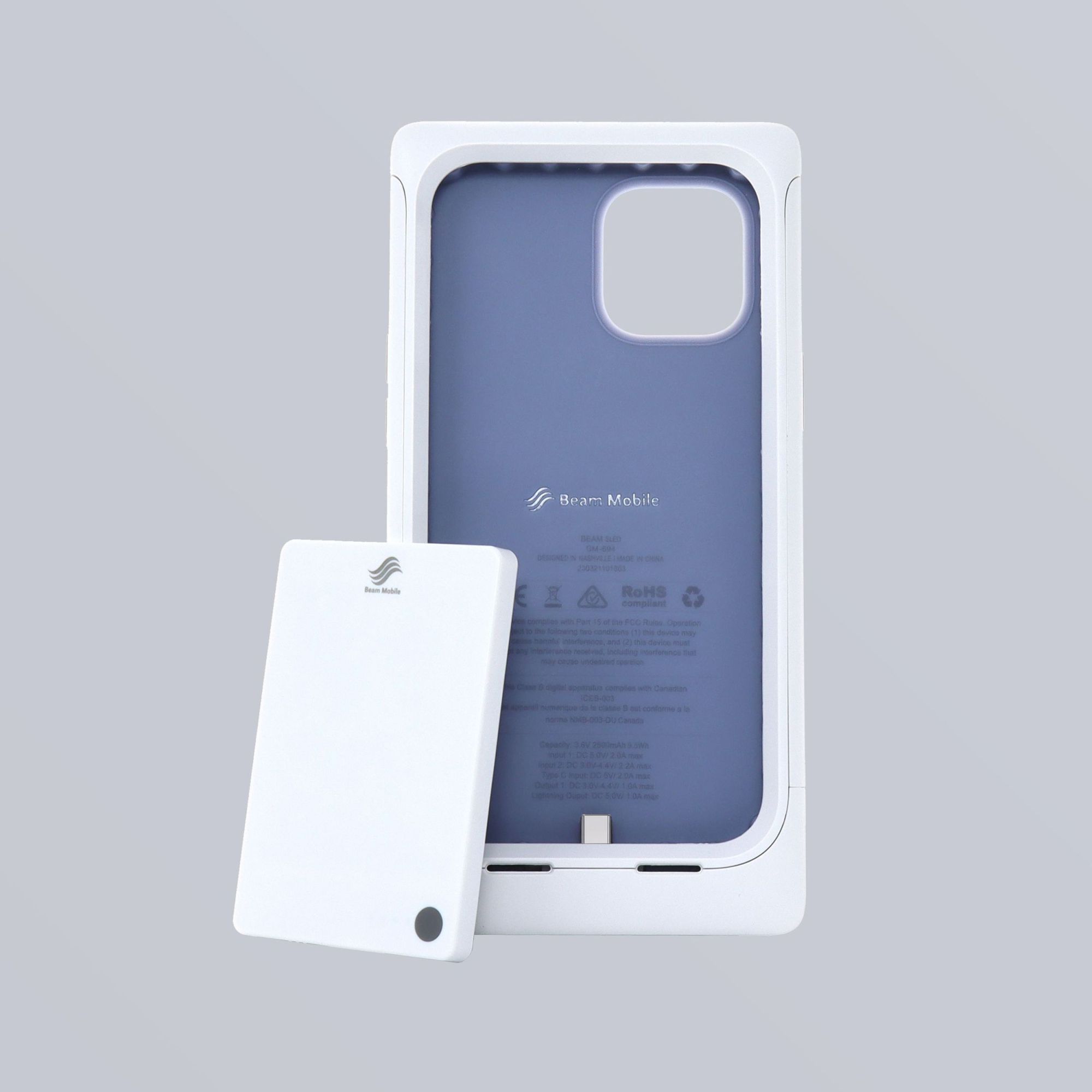 Beam Mobile Healthcare Schutzhülle mit integriertem Zusatzakku | Apple iPhone 17e/16e/15 | weiß | bulk | GM-699