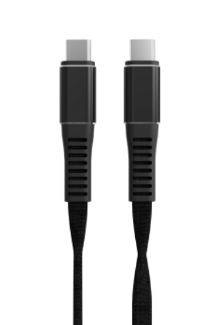 LEBA NoteCable geflochtenes Flachkabel | USB-C auf USB-C | 100W | 0,75m | schwarz | bulk | NCABLE-LE-UC-UC-0.75