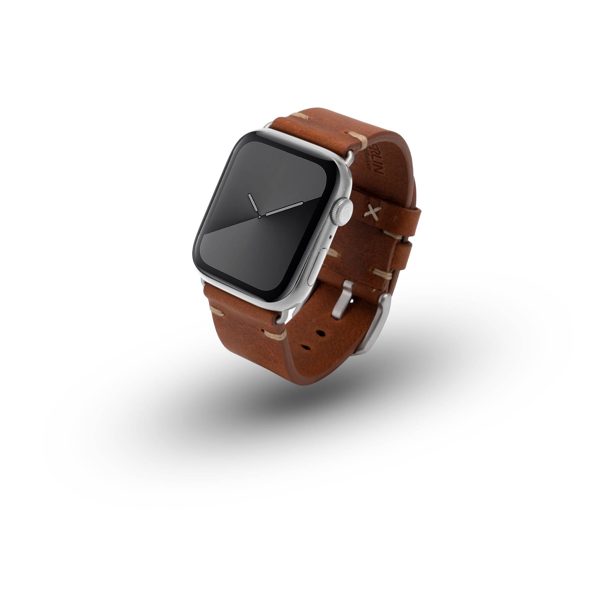 JT Berlin Watchband Alex II Vintage | Apple Watch Ultra/44/45/46mm | braun - Aluminium silber | M | 10827