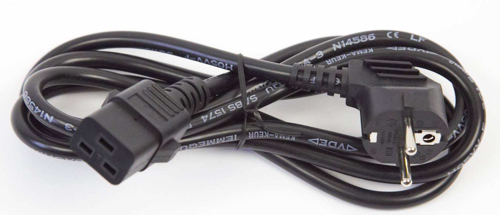 LEBA Netzkabel für NoteCart UniFit & NoteCart Flex | C19 / Schuko / 1,8m | schwarz | bulk | NCABLE-C19-SC-1.8M